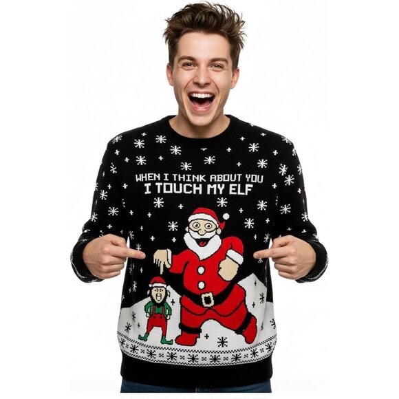 Other - Mens Ugly Christmas Sweater Santa Hockey Golf Funny Holiday Knit Pullover